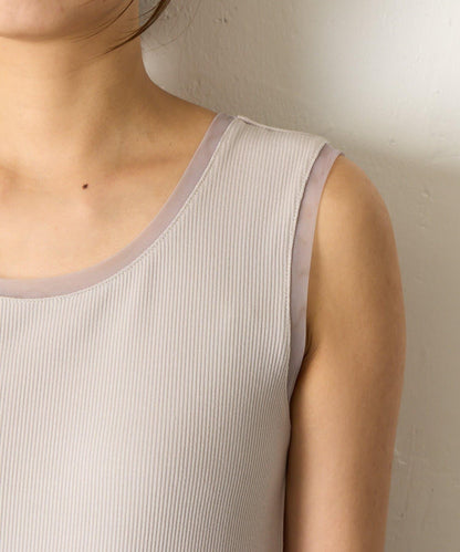 帶網紗拼接羅紋背心