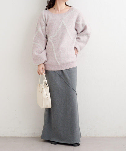 B 長毛線條針織套頭衫