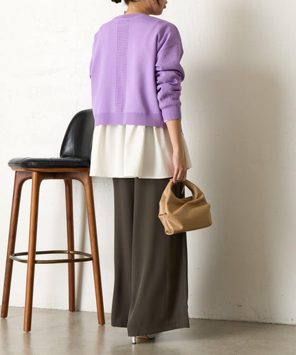 拼接袖網紗兩穿開衫