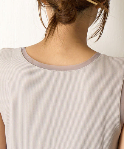 帶網紗拼接羅紋背心