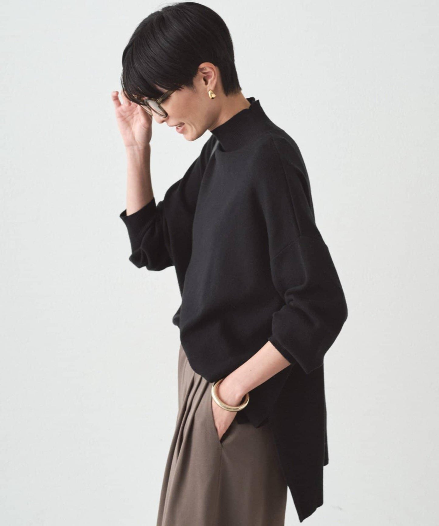 全針高領針織衫