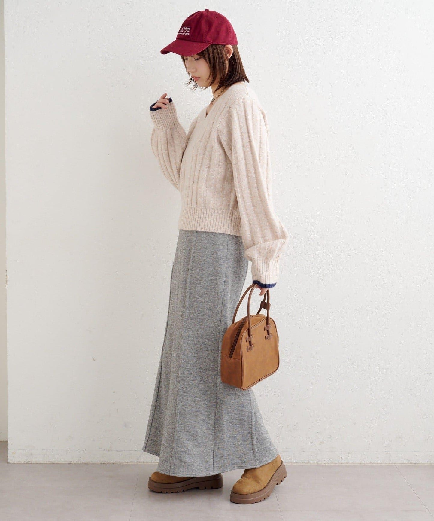 B 寬鬆羅紋針織套頭衫