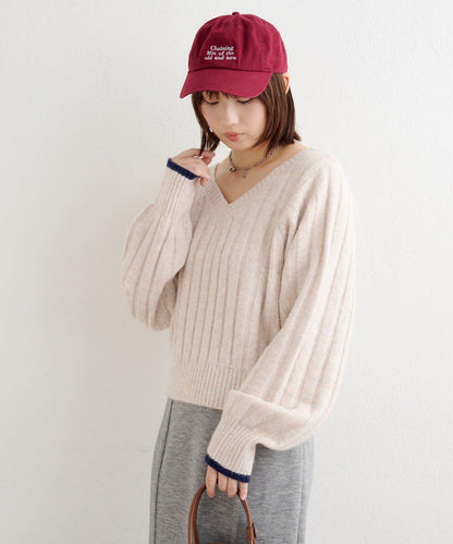 B 寬鬆羅紋針織套頭衫