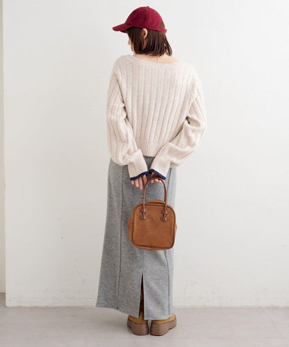 B 寬鬆羅紋針織套頭衫