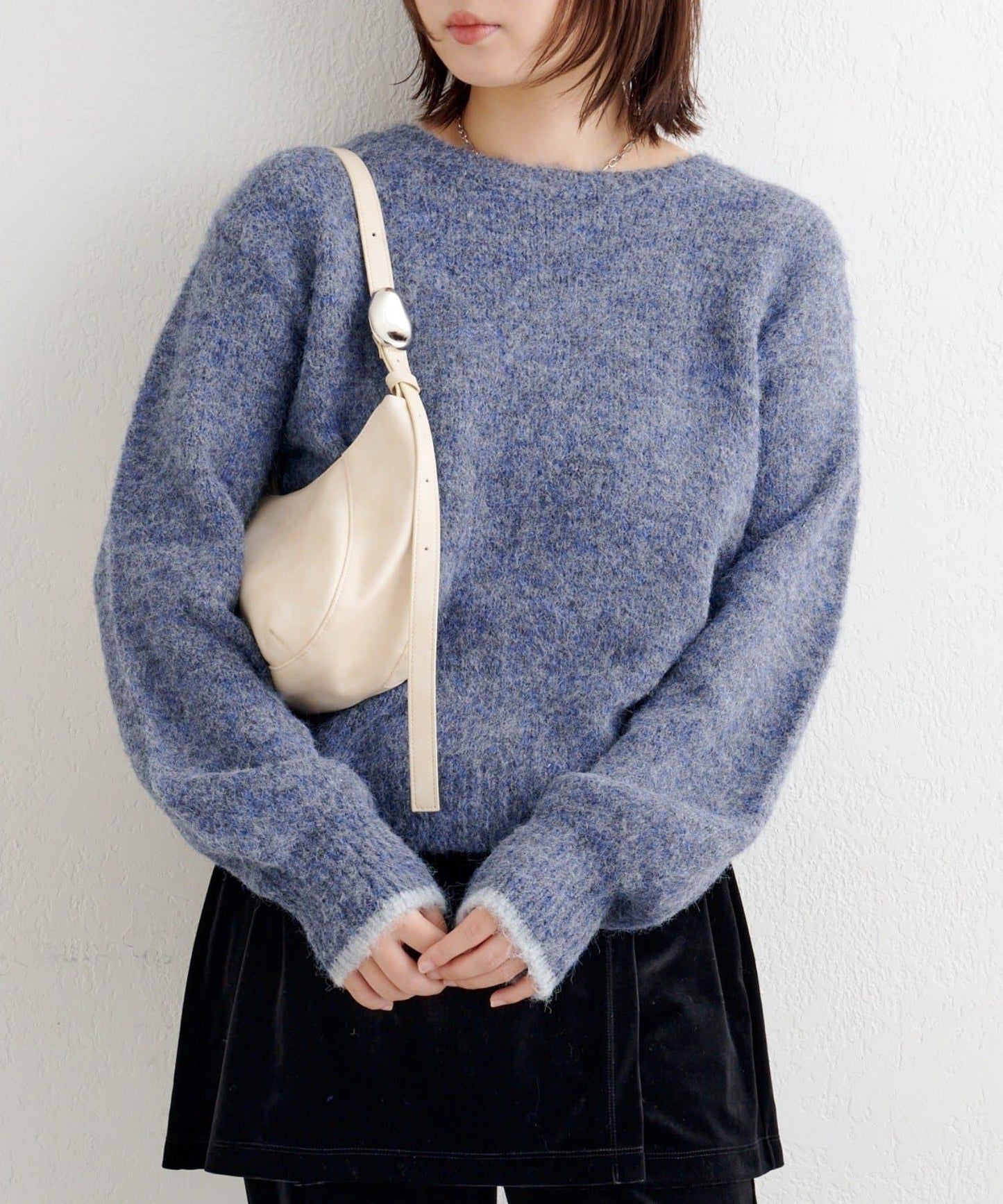 B繫帶針織套頭衫