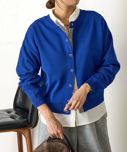 拼接袖網紗兩穿開衫