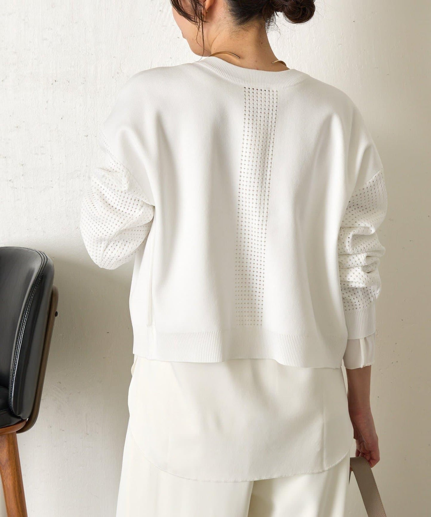 拼接袖網紗兩穿開衫