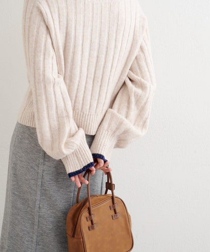 B 寬鬆羅紋針織套頭衫