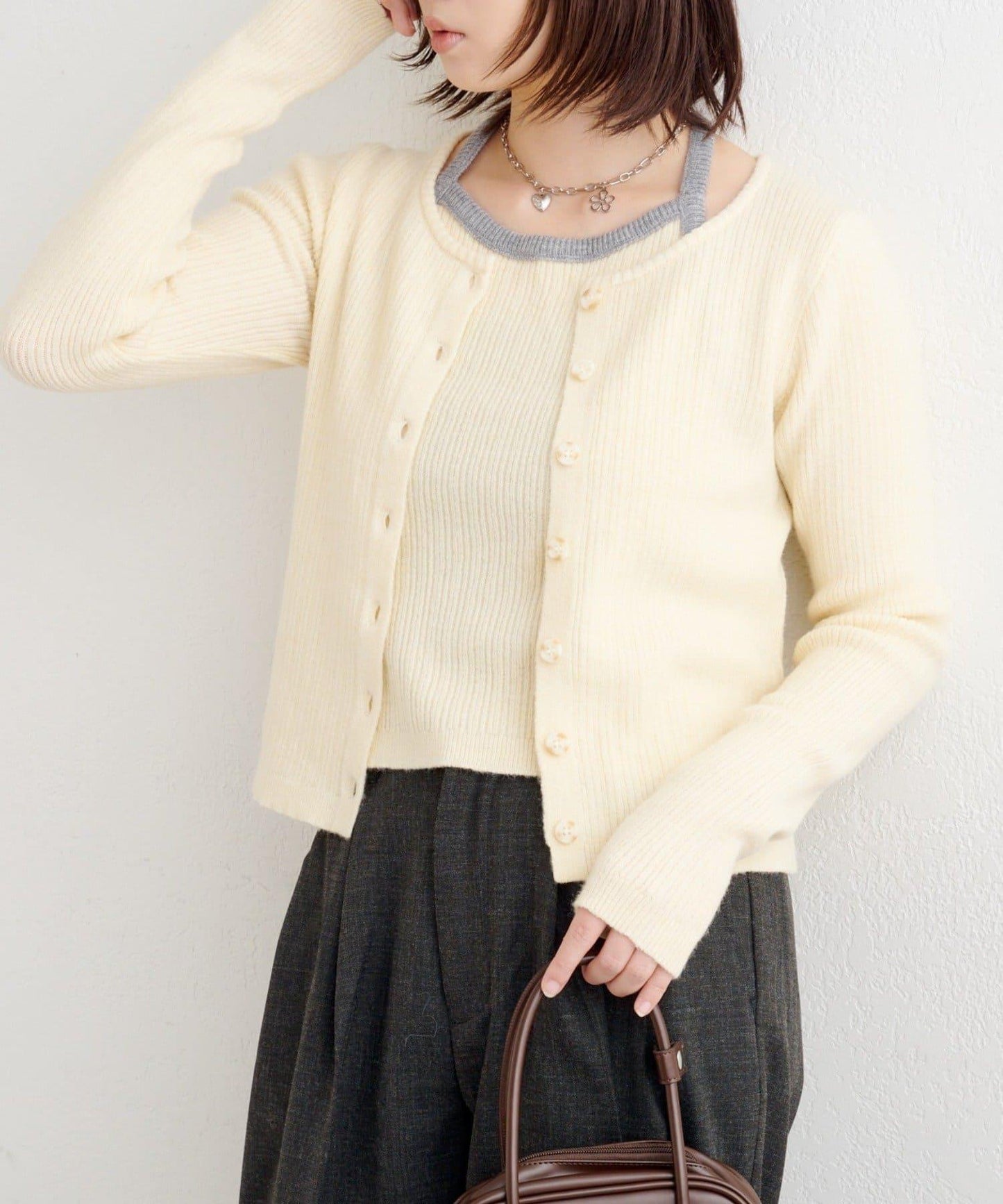 【2WAY】B 吊帶背心套裝開衫