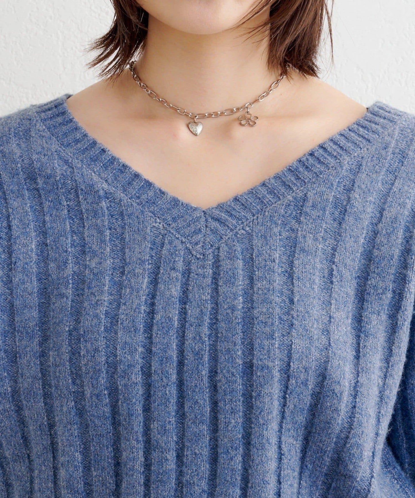 B 寬鬆羅紋針織套頭衫