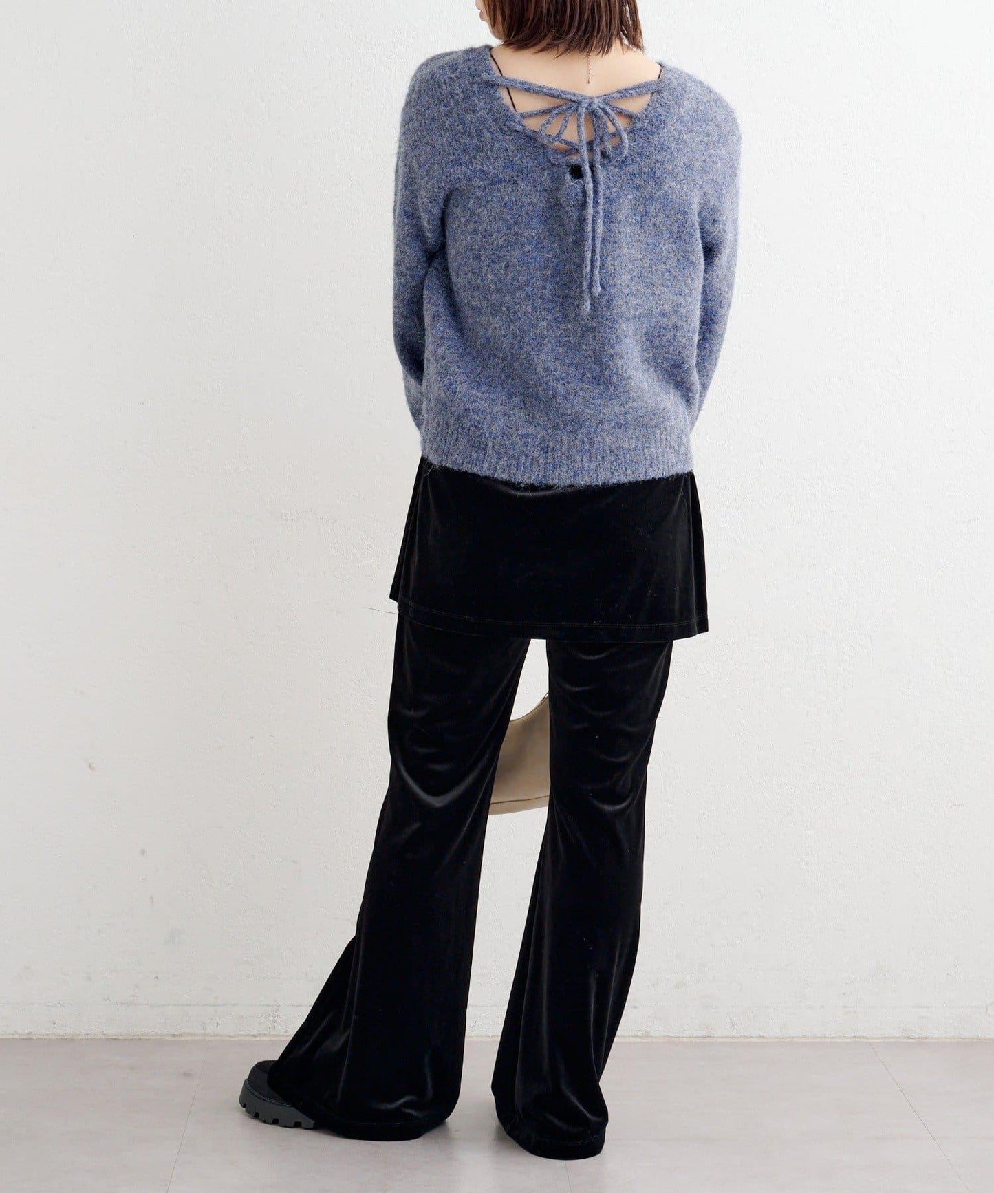 B繫帶針織套頭衫