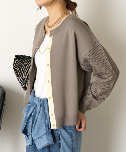 拼接袖網紗兩穿開衫