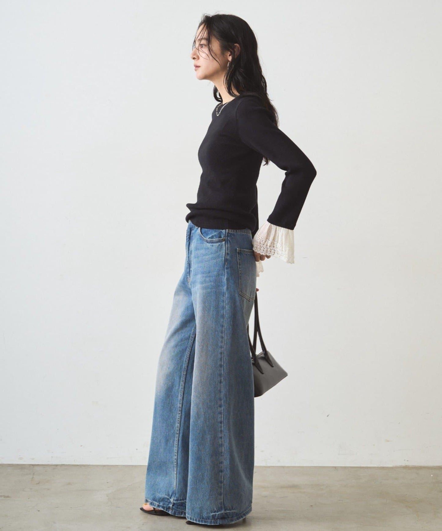 羅紋蕾絲針織套頭衫