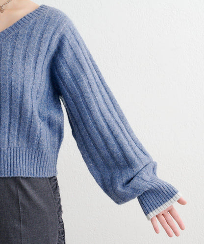 B 寬鬆羅紋針織套頭衫