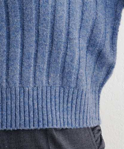 B 寬鬆羅紋針織套頭衫