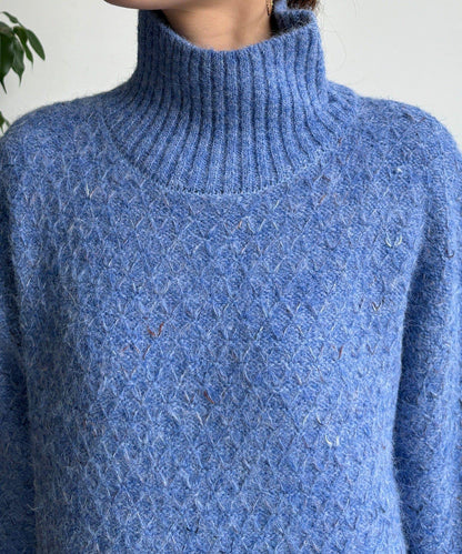 交叉編織高領長款針織衫