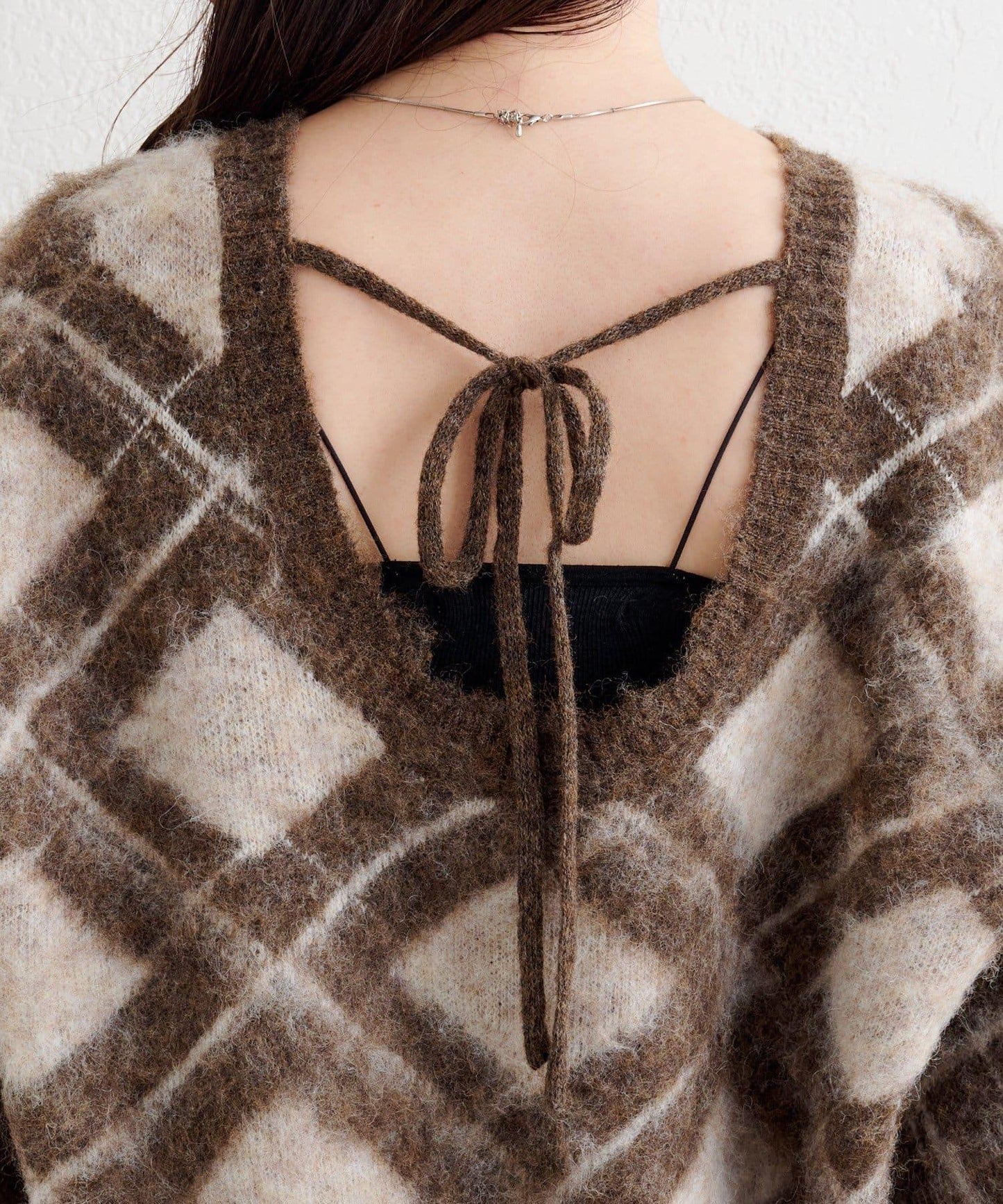 B 菱格針織套頭衫