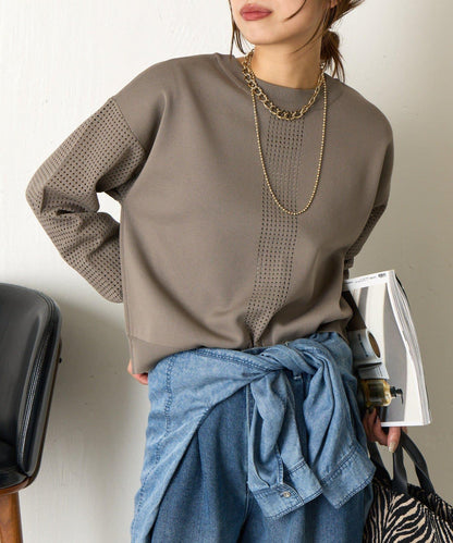 拼接袖網紗兩穿開衫