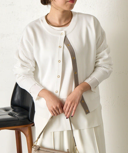 拼接袖網紗兩穿開衫