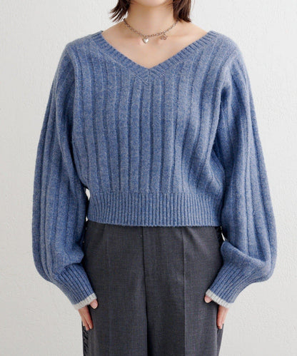B 寬鬆羅紋針織套頭衫