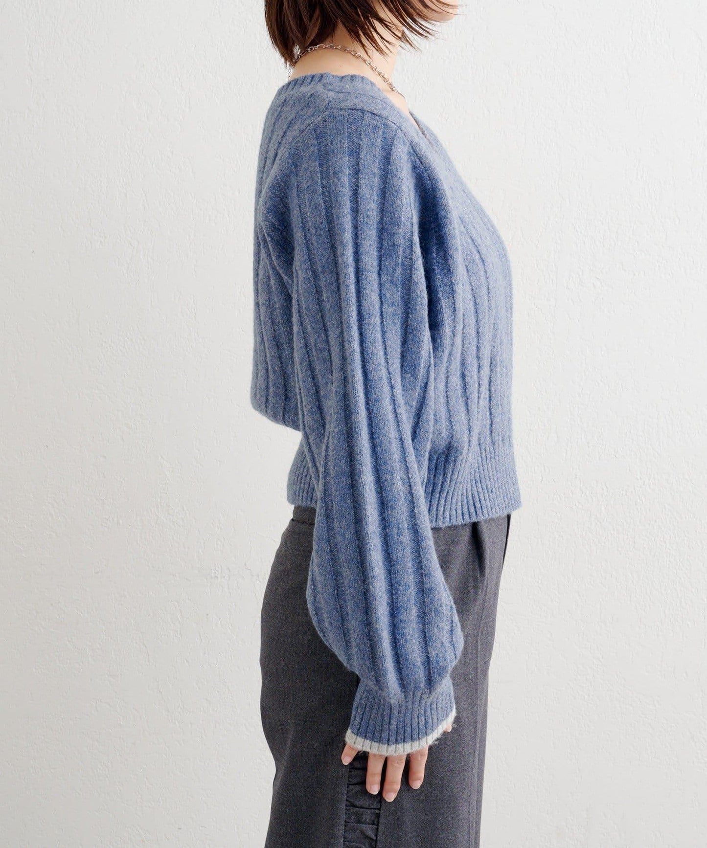 B 寬鬆羅紋針織套頭衫