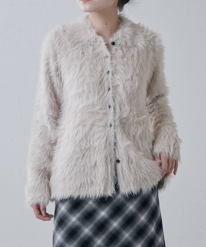 毛絨翻領針織開衫