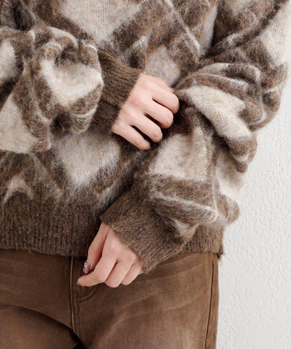 B 菱格針織套頭衫