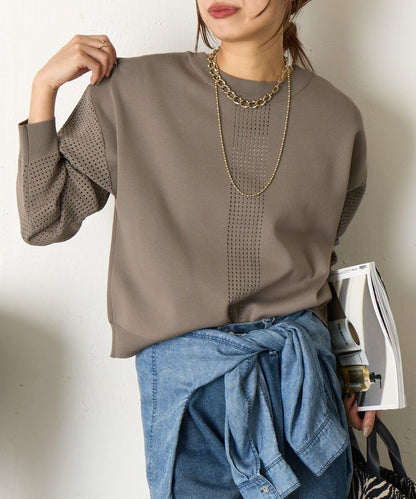 拼接袖網紗兩穿開衫