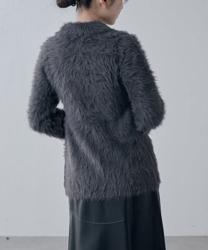 毛絨翻領針織開衫