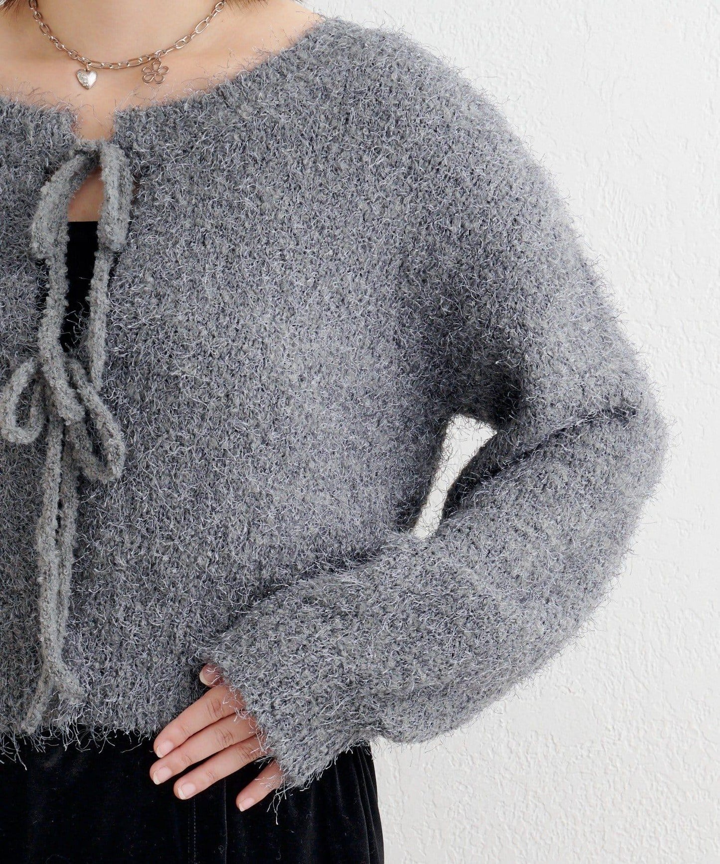 【前後兩穿】B 長毛針織開衫