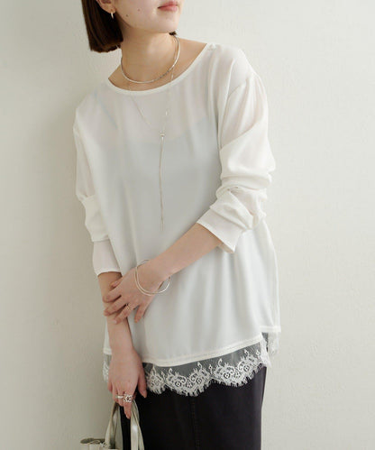 下襬蕾絲T恤衫