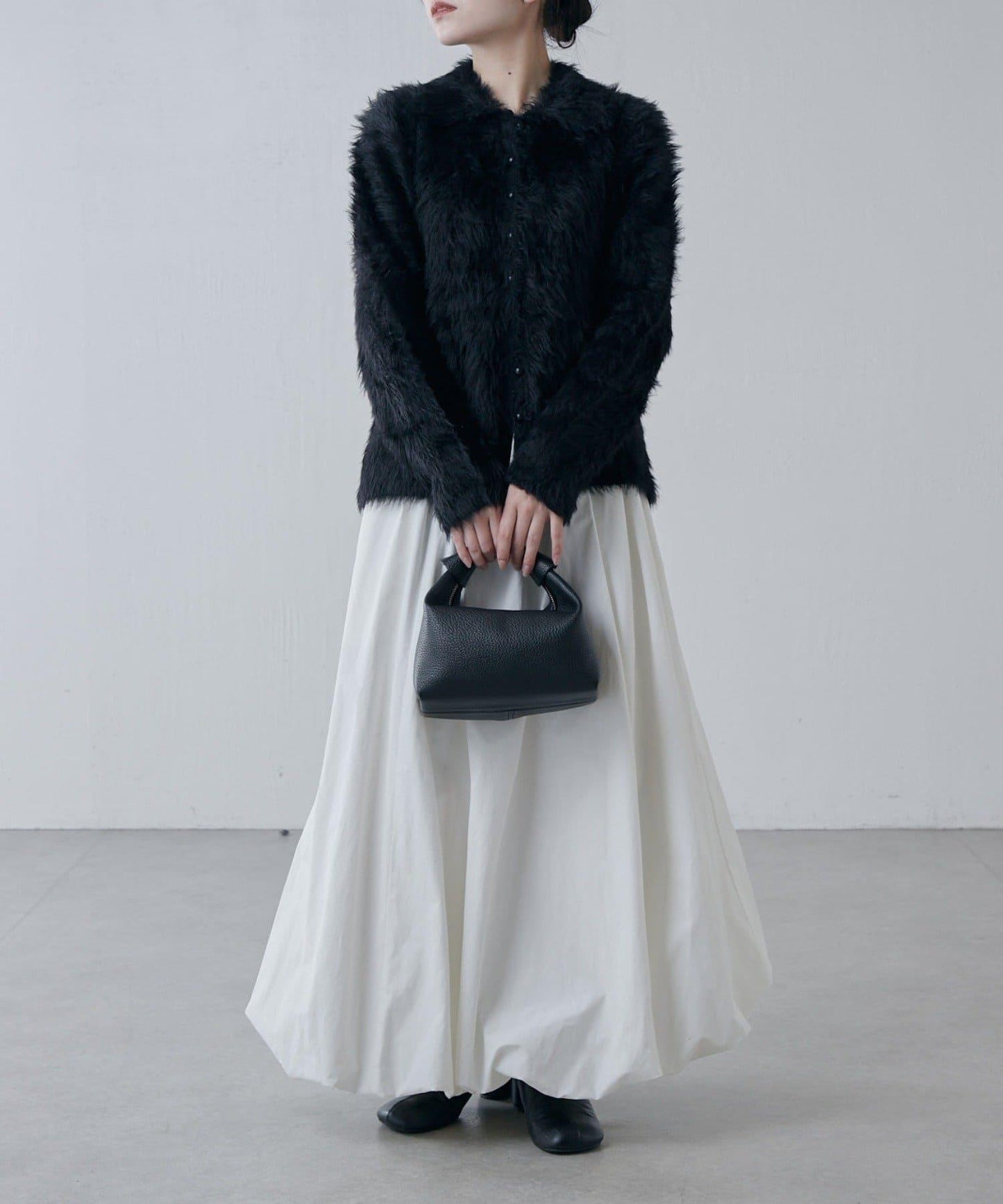 毛絨翻領針織開衫