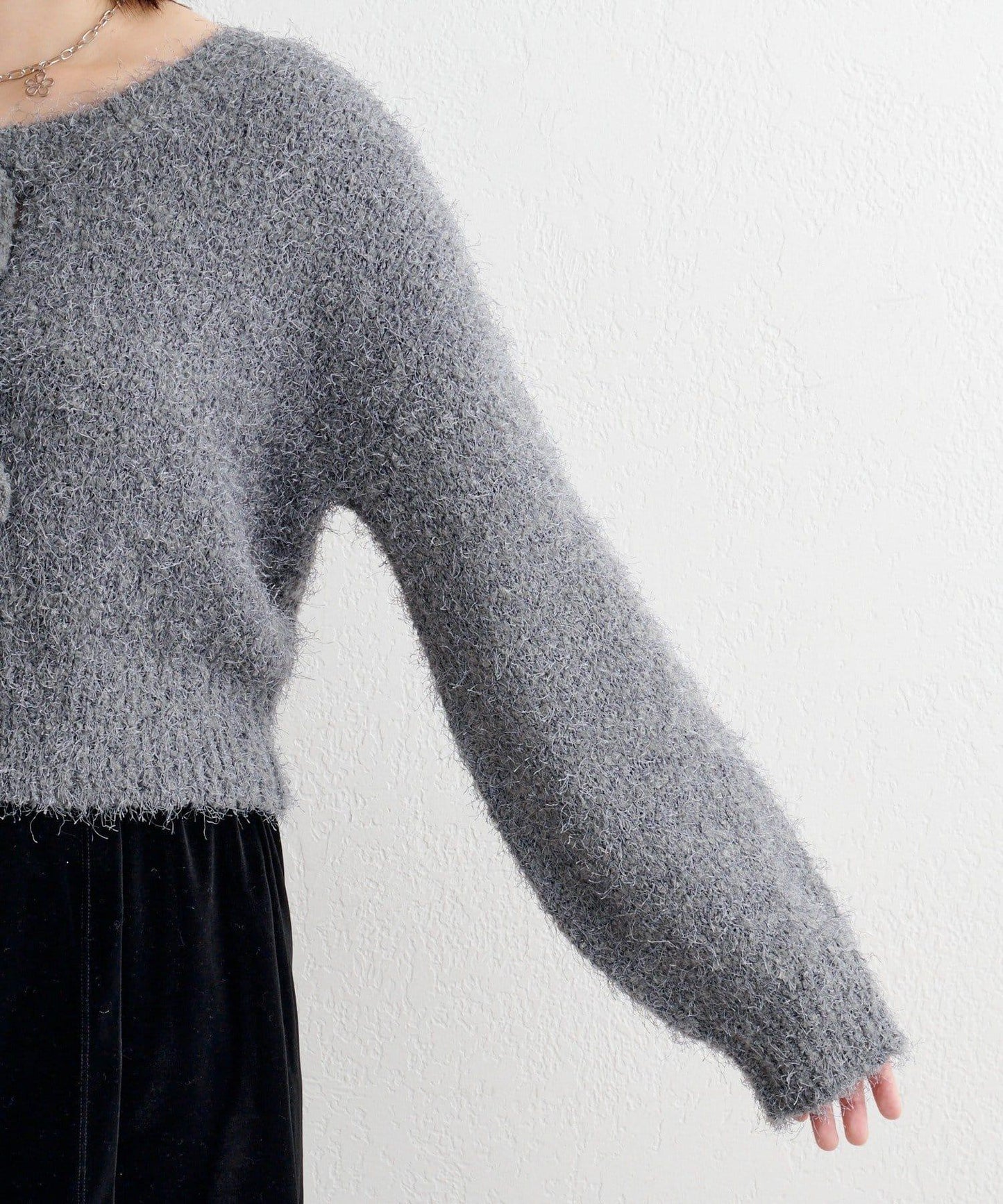 【前後兩穿】B 長毛針織開衫