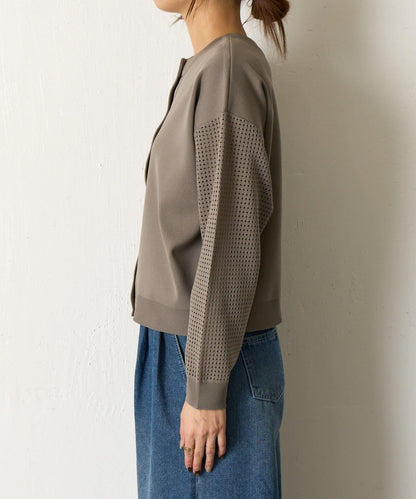 拼接袖網紗兩穿開衫