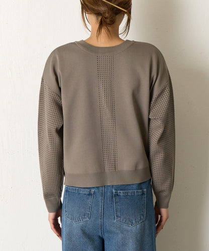 拼接袖網紗兩穿開衫