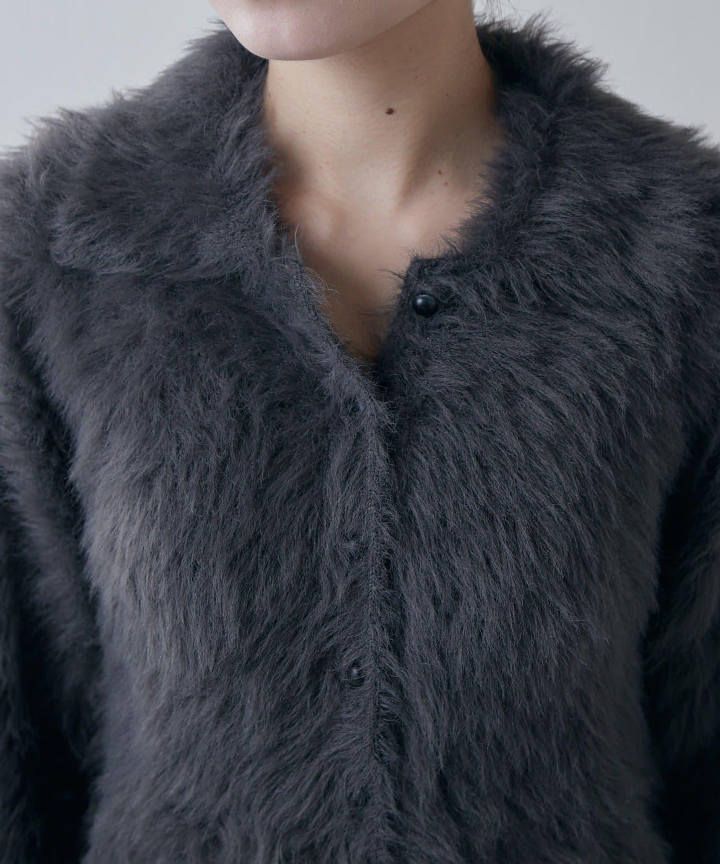 毛絨翻領針織開衫