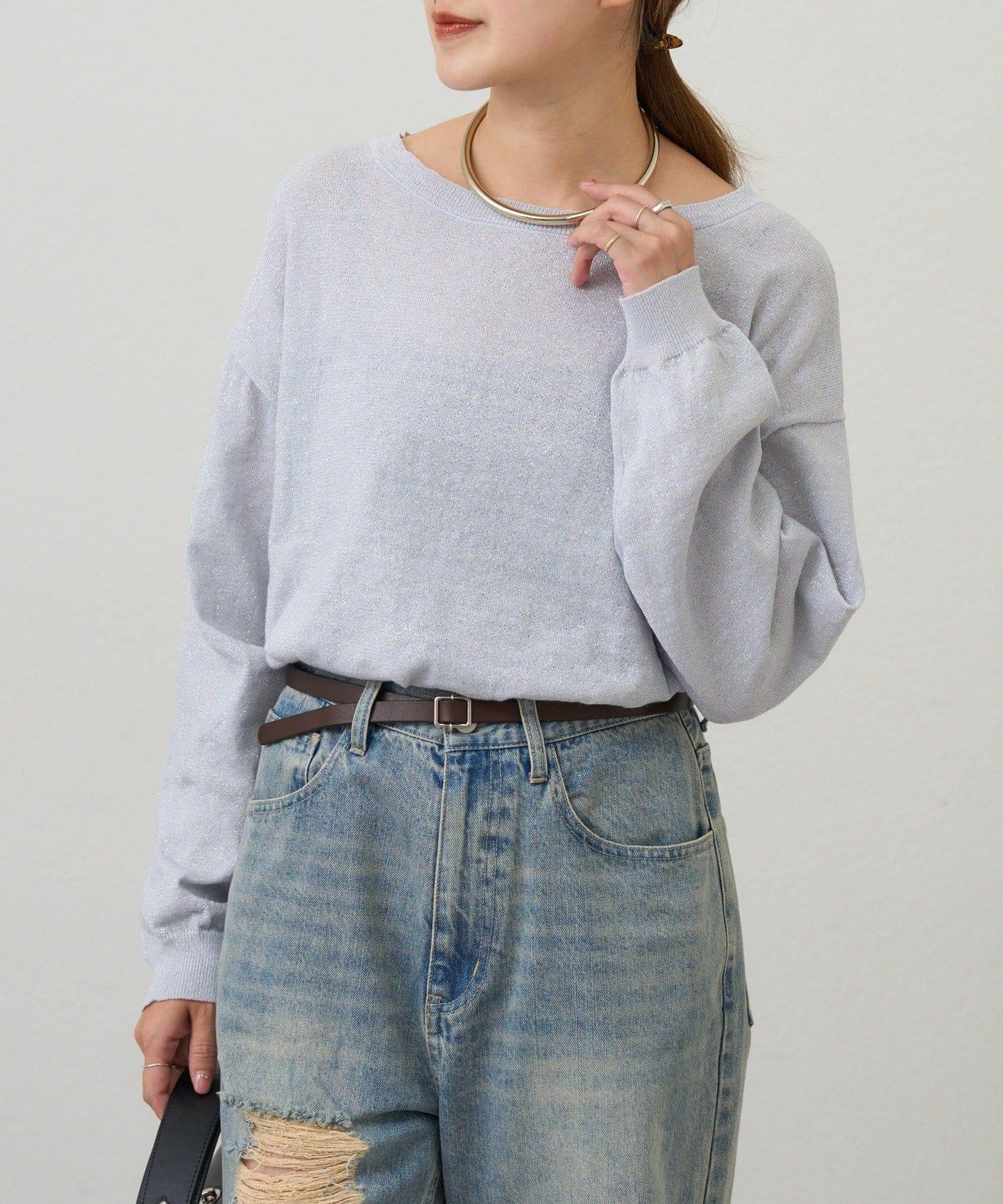 【26SS】亮絲寬鬆針織衫