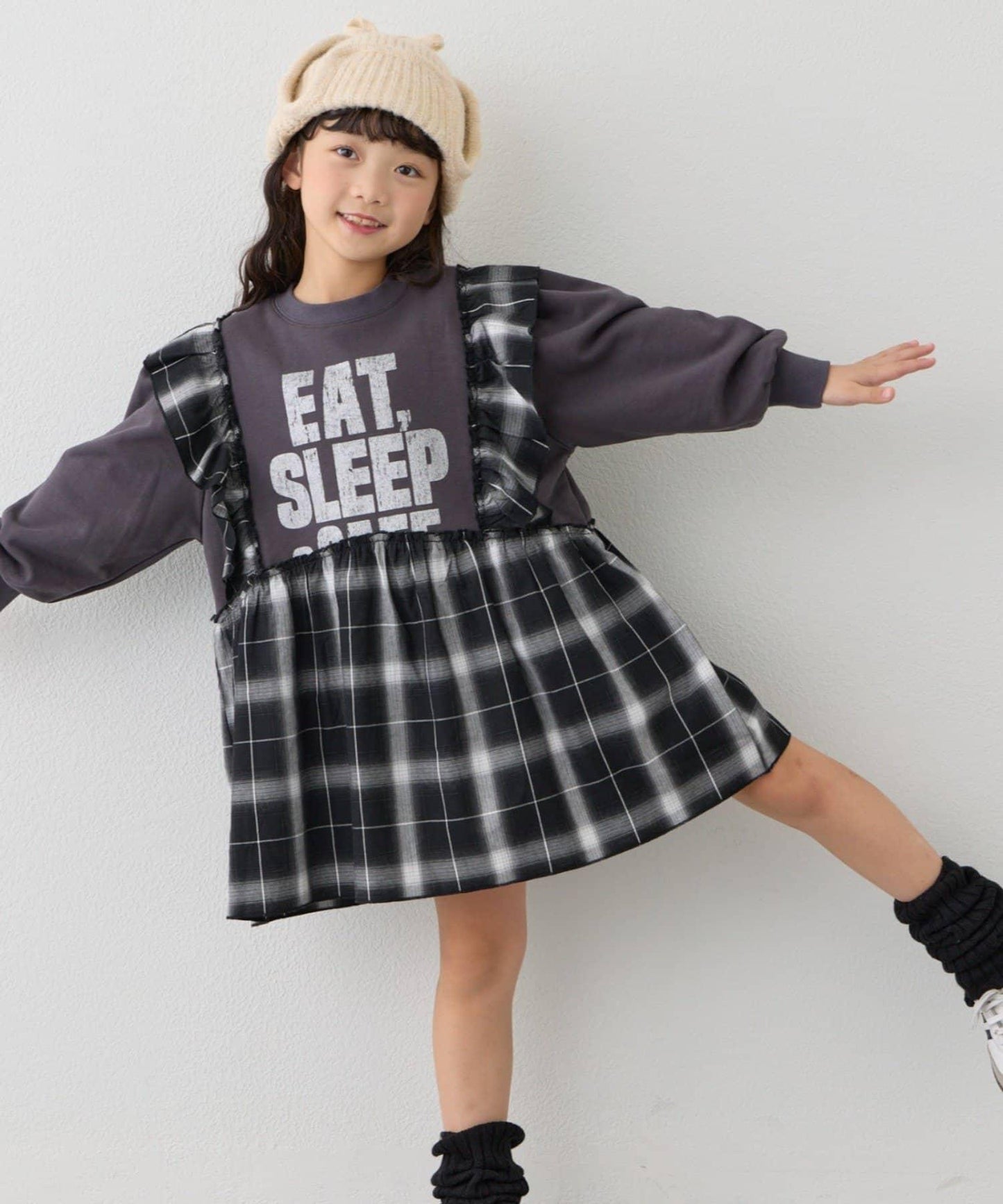 【KIDS】衛衣拼接迷你長款上衣連衣裙≪有大童尺碼≫