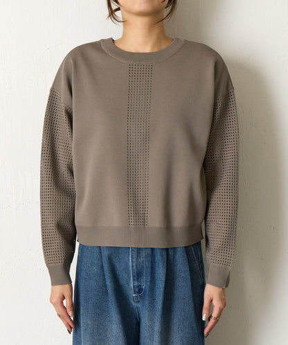 拼接袖網紗兩穿開衫