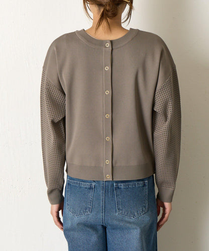 拼接袖網紗兩穿開衫