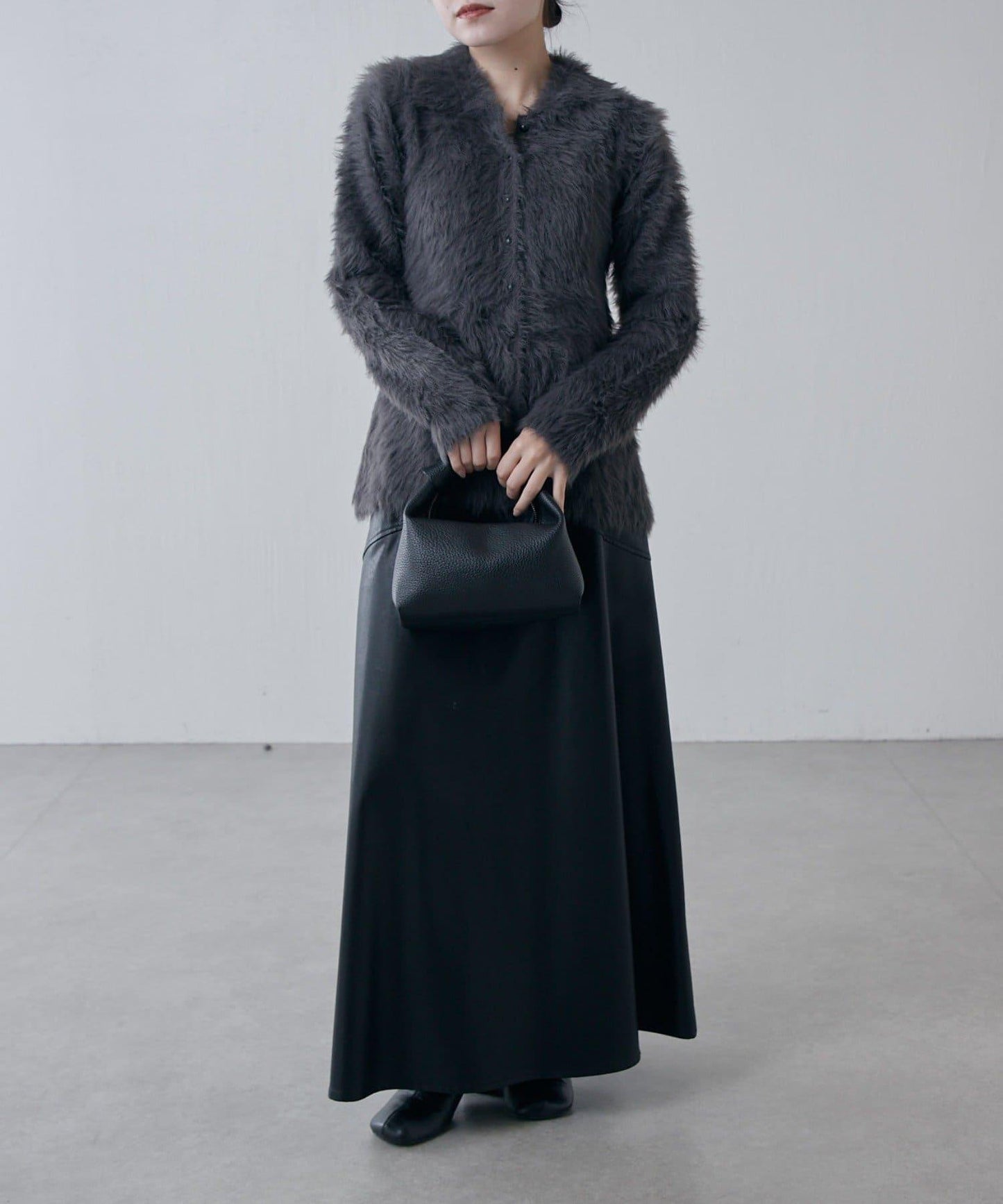 毛絨翻領針織開衫