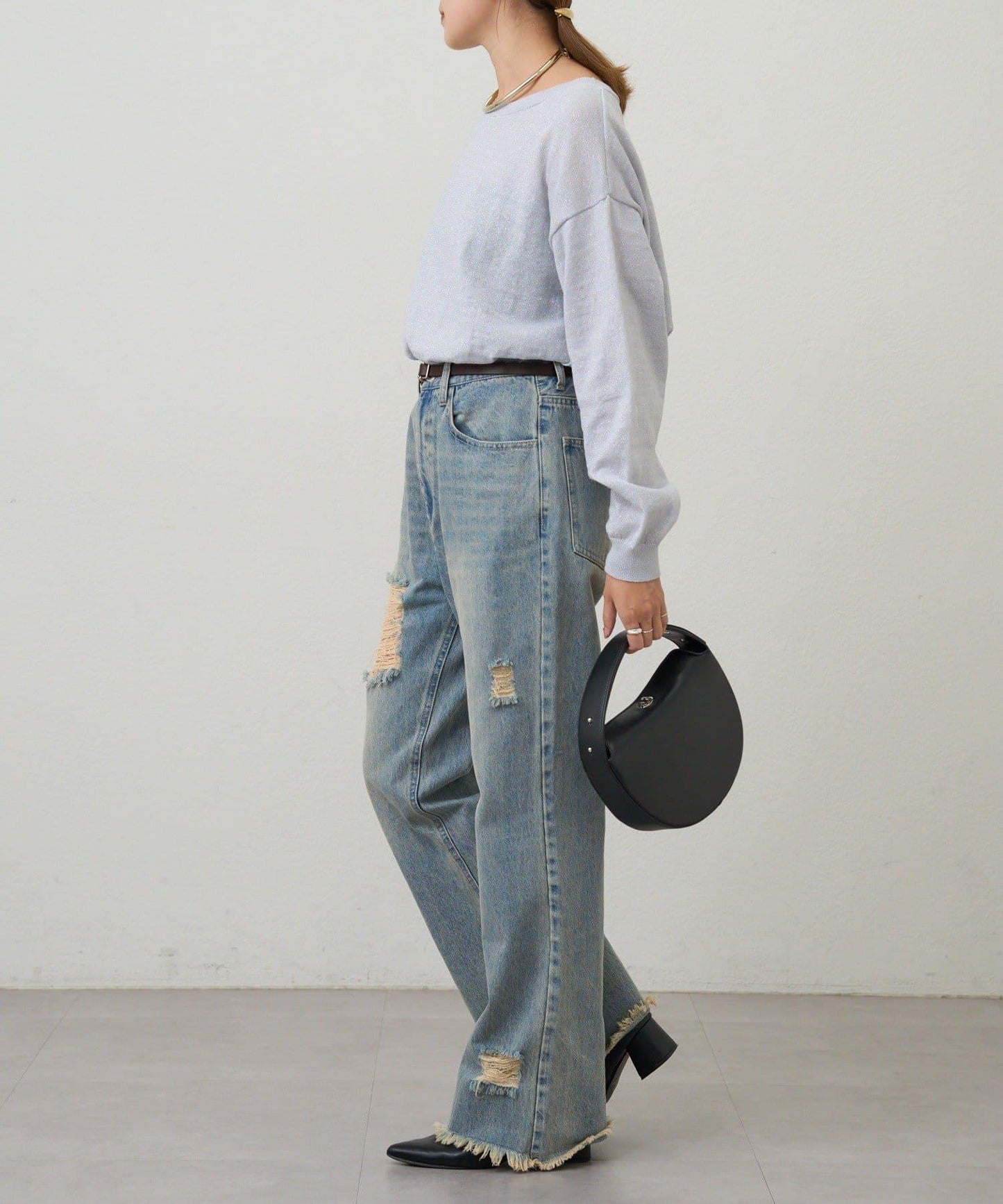 【26SS】亮絲寬鬆針織衫