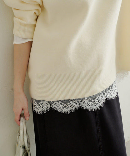 下襬蕾絲T恤衫