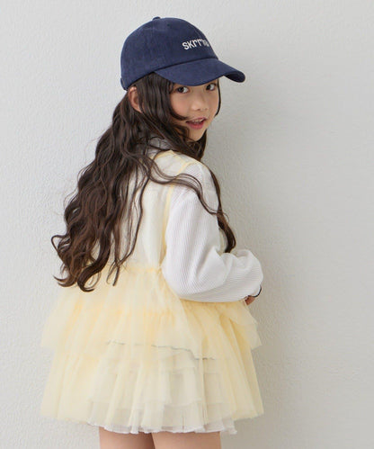 【KIDS】帶層疊網紗的羅紋上衣≪有大童尺碼≫