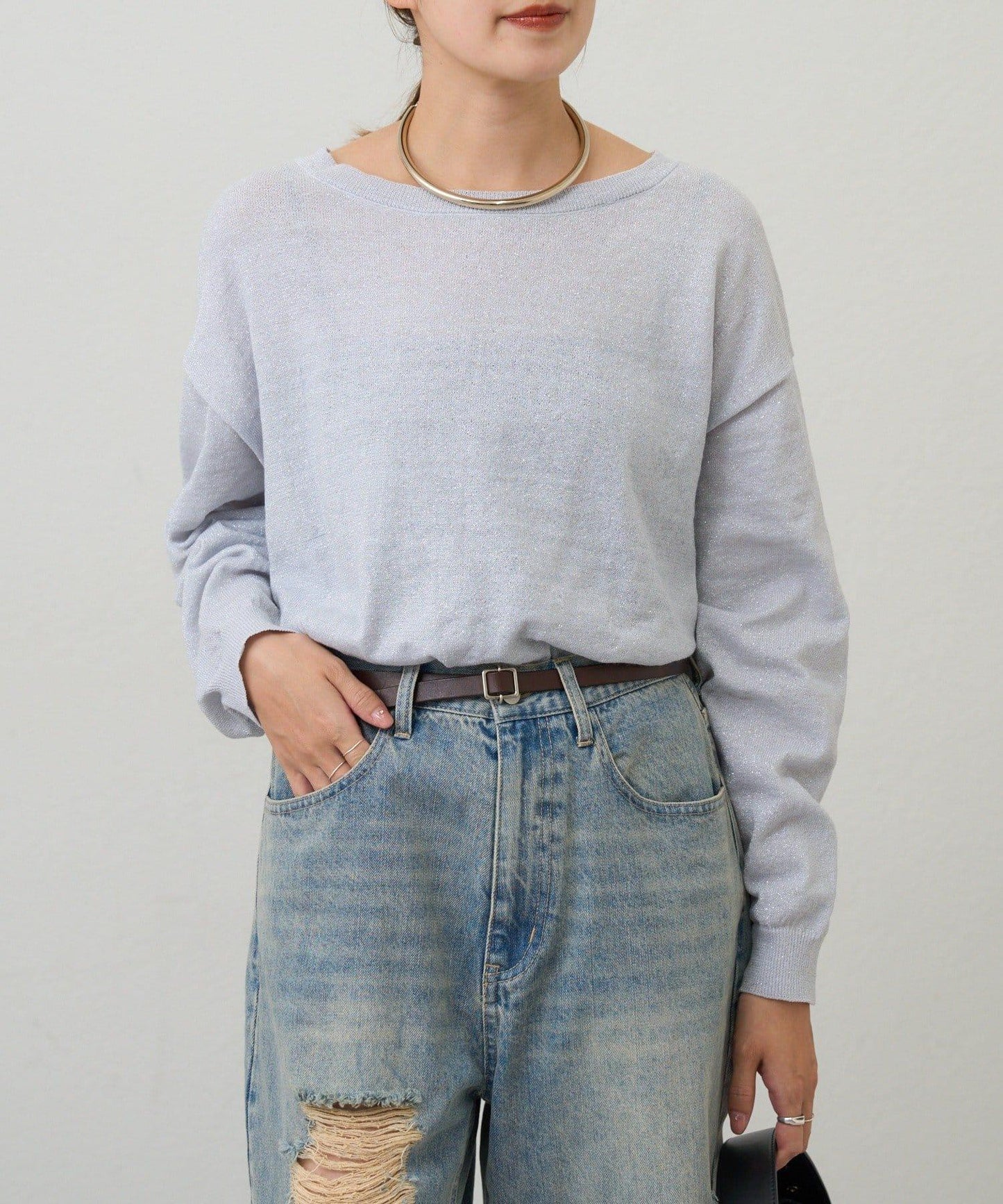 【26SS】亮絲寬鬆針織衫