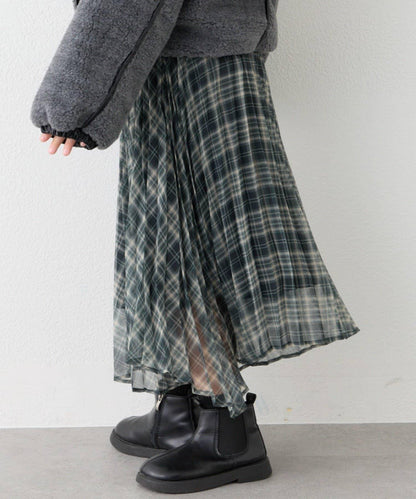 【KIDS】《有青少年尺碼》2WAY百褶格紋拼接裙(OSORO)