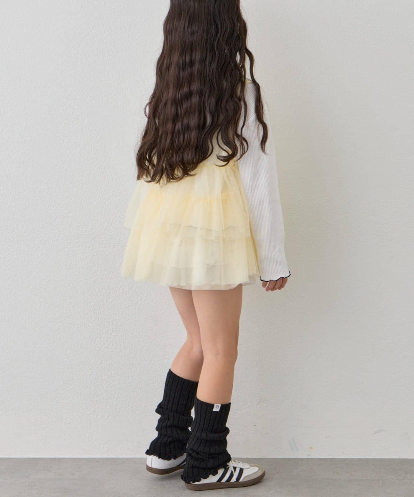 【KIDS】帶層疊網紗的羅紋上衣≪有大童尺碼≫