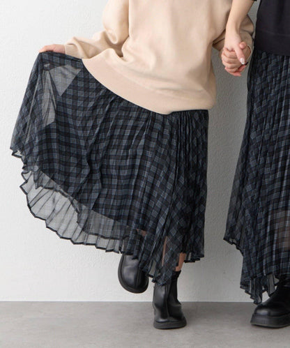 【KIDS】《有青少年尺碼》2WAY百褶格紋拼接裙(OSORO)