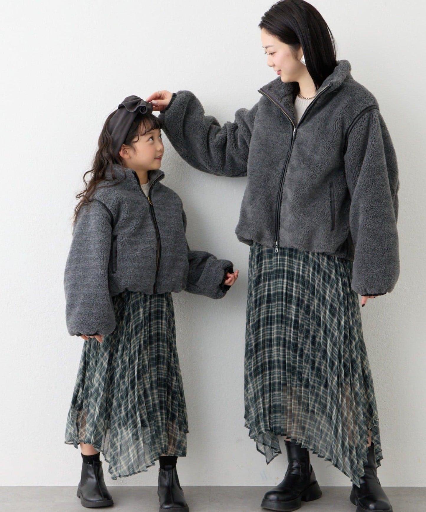 【KIDS】《有青少年尺碼》2WAY百褶格紋拼接裙(OSORO)