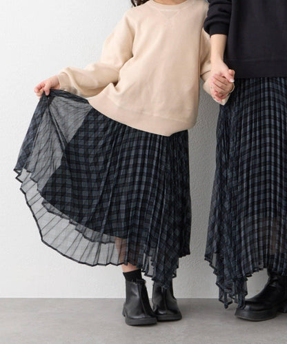 【KIDS】《有青少年尺碼》2WAY百褶格紋拼接裙(OSORO)